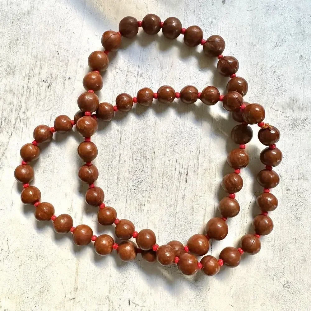 Brown and red beaded necklace